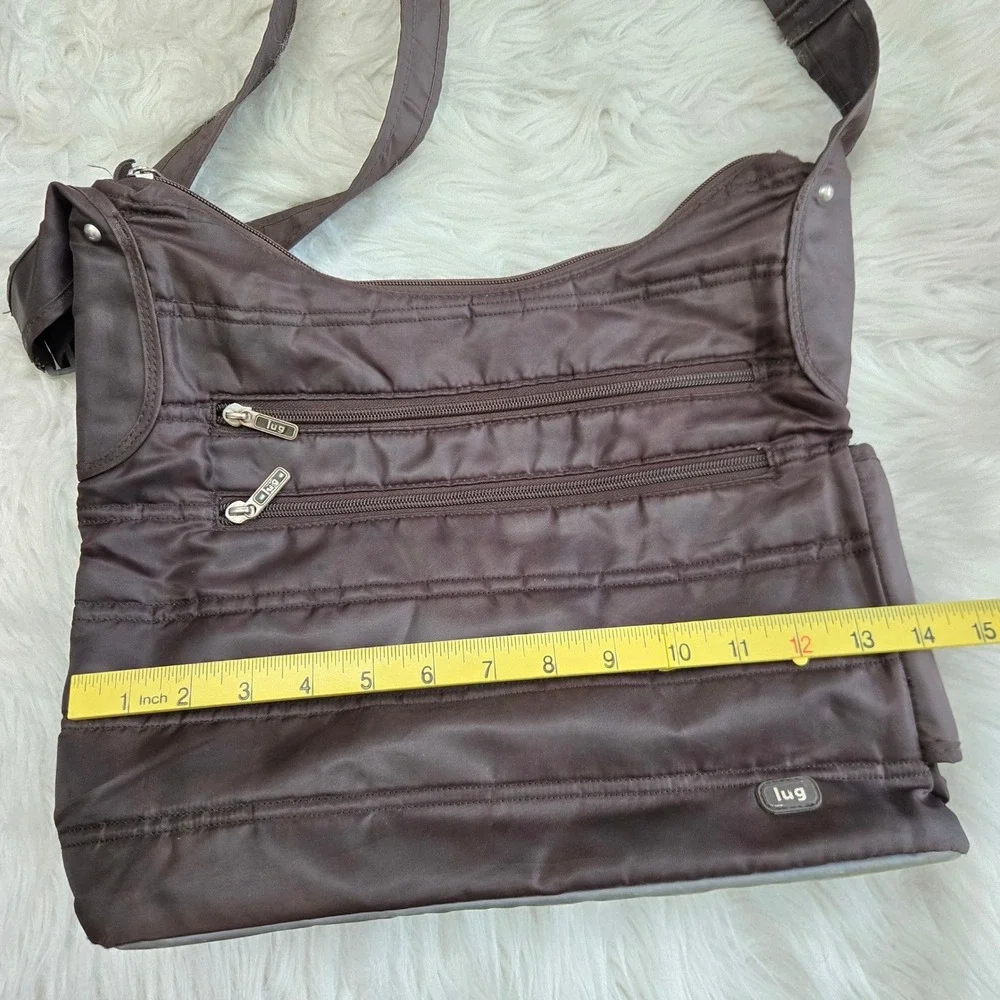 Lug Brown Quilted Crossbody Messenger Bag Travel‎ Organizer Water Bottle Pocket